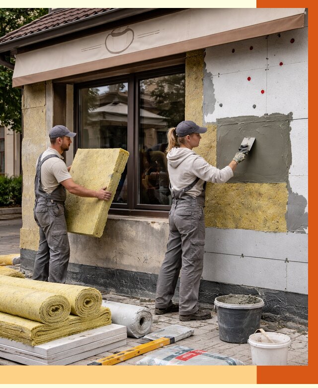 Утепление кафе в Нурлате от 4379 руб/м2 — комплексно под ключ | ТепломастерНрт